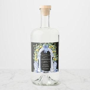 Chinoiserie Limoncello Lemons Liquor Bottle Label Likeurfles Etiket