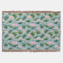 Chinoiserie Lotus Pond en Dragonfly Throw Blanket