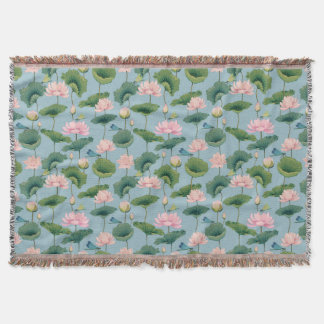 Chinoiserie Lotus Pond en Dragonfly Throw Blanket Deken