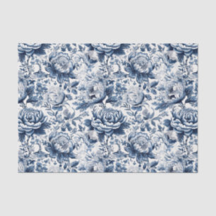 Chinoiserie Marine Blauw Wit Pioen Bloemen Decoupa Tissuepapier
