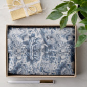 Chinoiserie Marine Blauw Wit Pioen Bloemen Decoupa Tissuepapier (Geschenk)