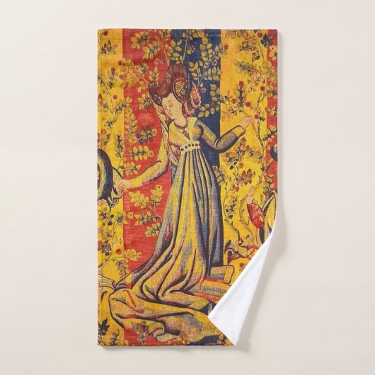 Chinoiserie médiévale italienne rouge jaune (Serviette à main)