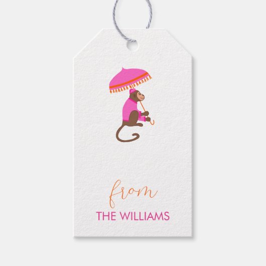 Chinoiserie Monkey Custom Gift Labels Cadeaulabel (Voorkant)
