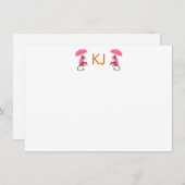 Chinoiserie Monkey Gepersonaliseerde Flat Note Kaa Notitiekaartje (Voorkant / Achterkant)