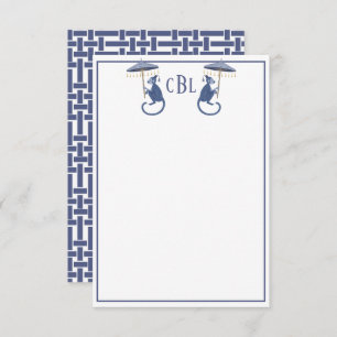 Chinoiserie Monkeys Monogrammed Note Cards Bedankkaart