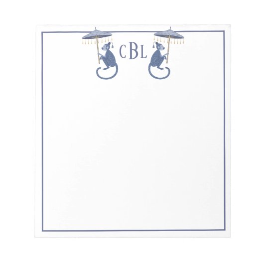Chinoiserie Monkeys Monogrammed Notitieblok (Voorkant)
