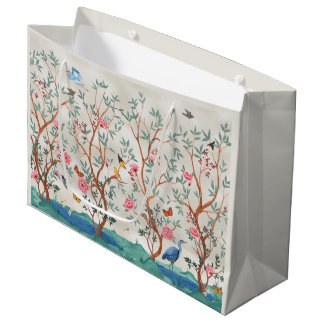 Chinoiserie Mural with Heron and Flowering Trees Groot Cadeauzakje