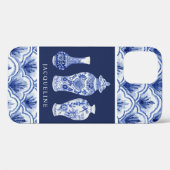 Chinoiserie Navy Blue Ginger Jar Scallop Pattern Case-Mate iPhone Case (Achterkant (horizontaal))
