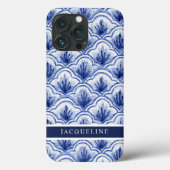 Chinoiserie Navy Blue Shell Asian  Pattern Case-Mate iPhone Case (Achterkant)