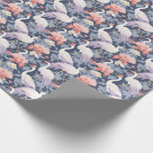 Chinoiserie Navy Floral Egret Cadeaupapier (Hoek)