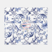 Chinoiserie Oerwoud Toile | Blauw-wit monogram Fleece Deken (Voorkant (Horizontaal))