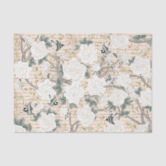 Chinoiserie Old Handwriting Decoupage Tissuepapier (Voorkant)