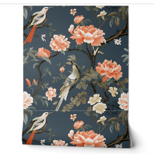 Chinoiserie op Denim Blue Behang