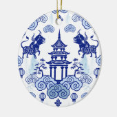 Chinoiserie ornement de Noël Bull & Pagode (Gauche)