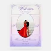 Chinoiserie Paarse Rozen Victoriaans bruiloft Welk Acryl Bord (Voorkant)