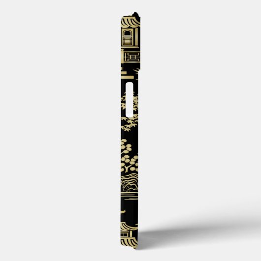 Chinoiserie Pagoda Black en Gold iPhone Case (Achterkant / Rechts)