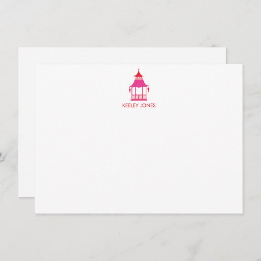 Chinoiserie Pagoda Carte à billet plat personnalis (Devant / Derrière)