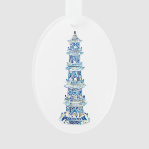 Chinoiserie Pagoda Oval Acrylornament Ornament