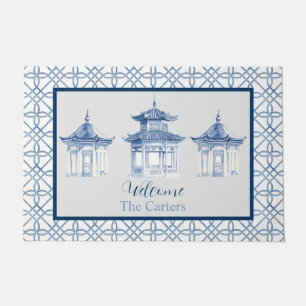 Chinoiserie Pagode Aangepaste Naam Welkom Deurmat