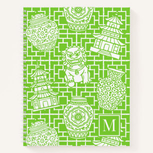 Chinoiserie Pagode – Lime Preppy Aziatische Tuin Notitieboek