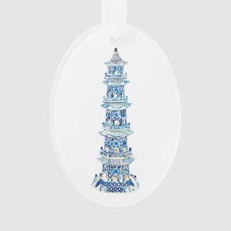Chinoiserie Pagode Ovale Acrylique Ornement