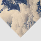 Chinoiserie Papier de soie découpage bleu Temple c (Détail)
