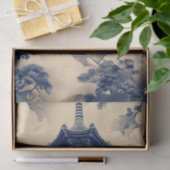 Chinoiserie Papier de soie découpage bleu Temple c (Cadeau)