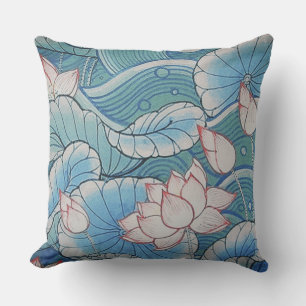 Chinoiserie Pastel Oriental Pink & Blue Floral Kussen