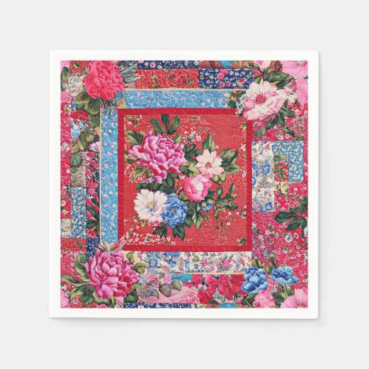 Chinoiserie Patchwork Floal Servet (Voorkant)