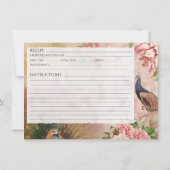 Chinoiserie Peacock Blush Peony Carte de recette p (Dos)