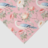 Chinoiserie Pink Floral Egret Tissuepapier (Detail)