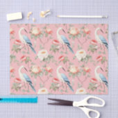Chinoiserie Pink Floral Egret Tissuepapier (Craft)