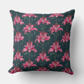 Chinoiserie Pink Lily Motif Pattern Kussen