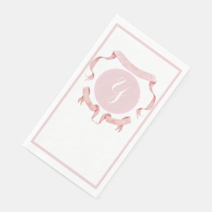 Chinoiserie Pink Ribbons Logo Crest Servet