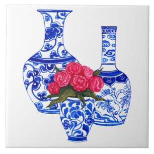 Chinoiserie Porseleinen Vazen Tegeltje