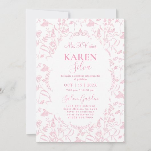 Chinoiserie Quinceanera Invitation (Devant)