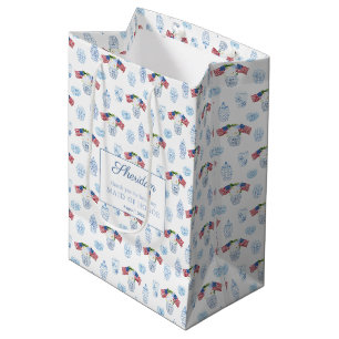 Chinoiserie Red White Blue Wedding Party Dank je Medium Cadeauzakje