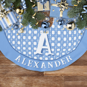 Chinoiserie Rietwerk in Blauw Persoonlijk Imitatie Linnen Kerstboom Kleed