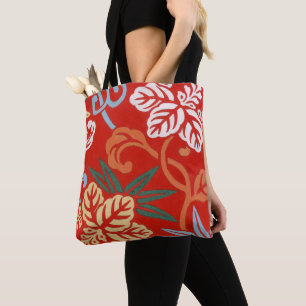 Chinoiserie Rode Hawaïaanse Bloemen Japanse Kimono Draagtas