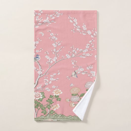 Chinoiserie rose 3 pièces Luxe (Serviette à main)