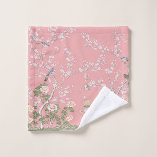 Chinoiserie rose 3 pièces Luxe (Gant de toilette)