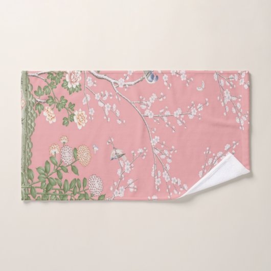 Chinoiserie rose 3 pièces Luxe (Serviette à main)
