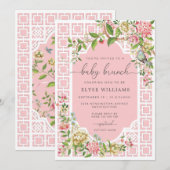 Chinoiserie rose Baby Brunch Invitation - Trianon (Devant / Derrière)
