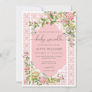 Chinoiserie rose Baby Sprinkl Invitation Trianon