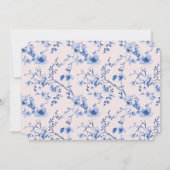 Chinoiserie rose et bleu Bamboo Thé Invitation (Dos)