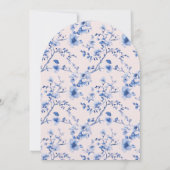 Chinoiserie rose et bleu Pagoda Tea Invitation (Dos)