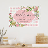 Chinoiserie rose Floral Baby shower Affiche de bie (Cuisine)