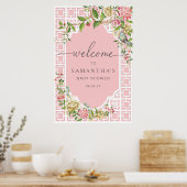 Chinoiserie rose Floral Baby shower Affiche de bie (Cuisine)