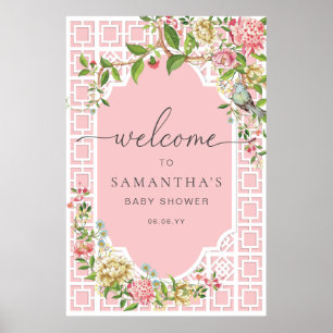 Chinoiserie rose Floral Baby shower Affiche de bie
