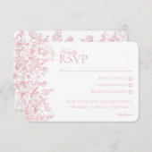 Chinoiserie rose Floral RSVP carte de repose (Devant / Derrière)